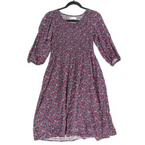 Croft Barrow Black Smocked Challis Fit Flare Dress S Maroon Paisley Cottagecore